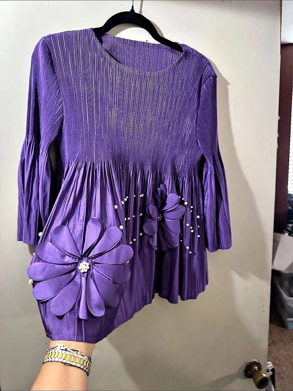 Unbranded Purple Pleated Floral Maxi Dress Set